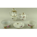 A collection of 18th and 19th century porcelain including a small early 19th century Sevres teapot, ... 