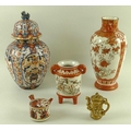 A collection of late 19th / early 20th century Chinese ceramics including an imari palette vase and ... 