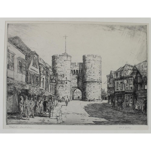 561 - W. P. Robins (19th century): a pair of etchings, one depicting Canterbury Cathedral, the other Westg... 