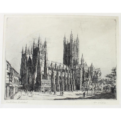 561 - W. P. Robins (19th century): a pair of etchings, one depicting Canterbury Cathedral, the other Westg... 