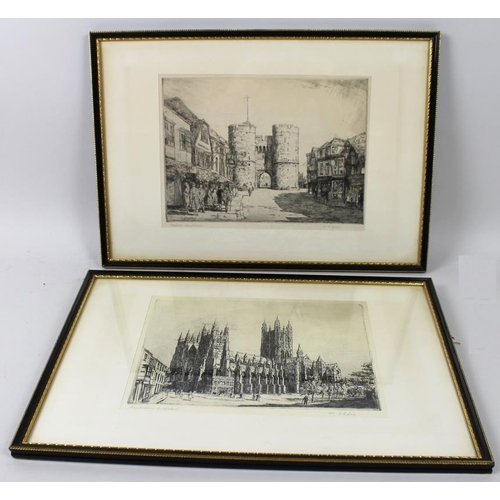 561 - W. P. Robins (19th century): a pair of etchings, one depicting Canterbury Cathedral, the other Westg... 