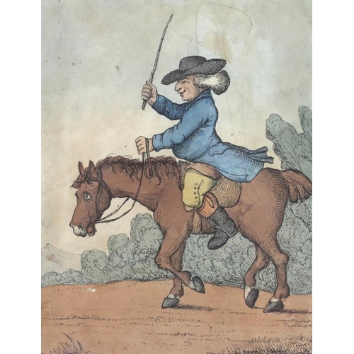 563 - H. W. Bunbury (British, 1756-1811): a set of three hand coloured caricature riding prints, with lege... 