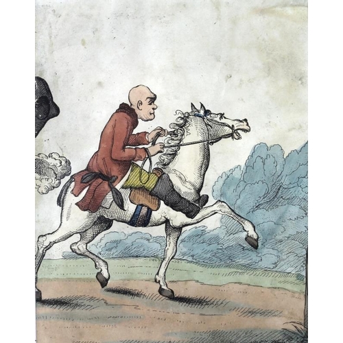 563 - H. W. Bunbury (British, 1756-1811): a set of three hand coloured caricature riding prints, with lege... 