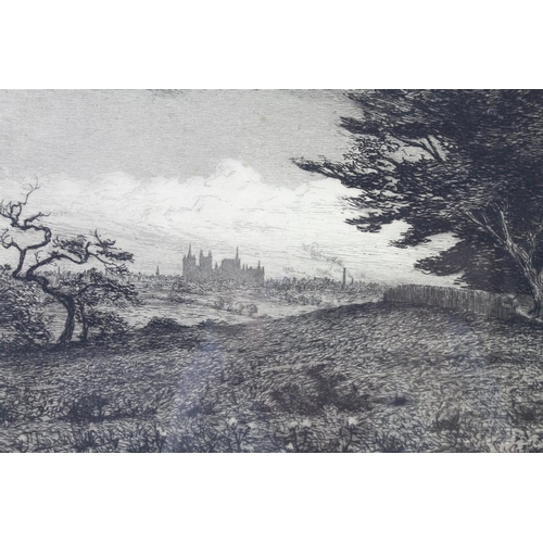 566 - Henry Robert Robertson (British, 1839-1921): Holywell near Peterborough, with the cathedral and smok... 