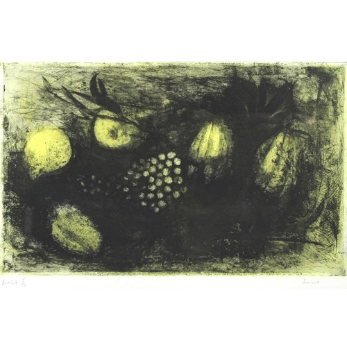 570 - Andre Bicat (1909-1996): 'Lemons', a still life with grapes, limited edition coloured etching, numbe... 