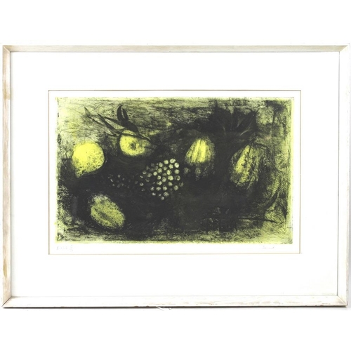 570 - Andre Bicat (1909-1996): 'Lemons', a still life with grapes, limited edition coloured etching, numbe... 