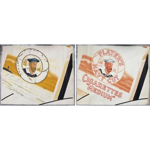 572 - A pair of 20th century posters after Player's Navy Cut Cigarettes, depicting the sailor on the HMS '... 