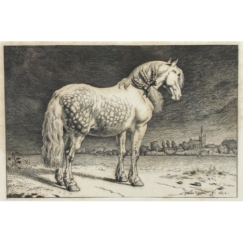 572A - After Paulus Potter (Dutch, 1625-1654): a 19th / 18th century bookplate restrike etching of 'The Fri... 