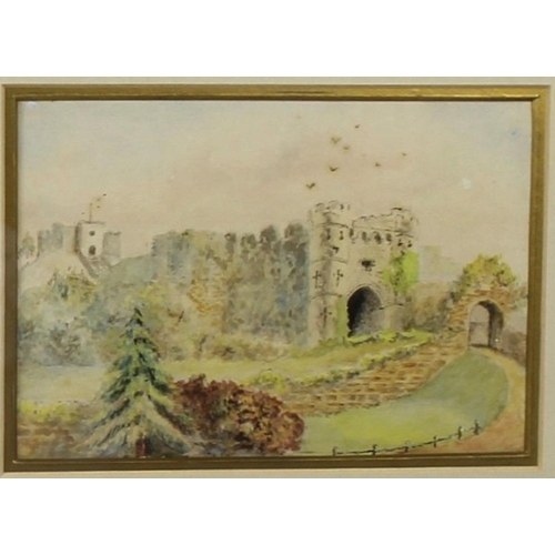 577 - British School (19th century): a pair of watercolours, one depicting a castle, the other sail boats ... 