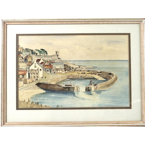 583 - Geoff Johnson: an early 20th century study of Eastern Harbour Crail (Fife, Scotland), with title ver... 