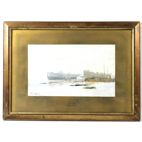 584 - Charles Eyles (British, 1851-1929): 'The Twins', a study of boats in an estuary, watercolour, signed... 