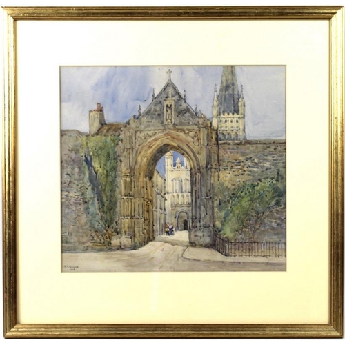 591 - R. S. Rogers (British,  20th century): The stone gateway to a French Cathedral, watercolour, signed ... 