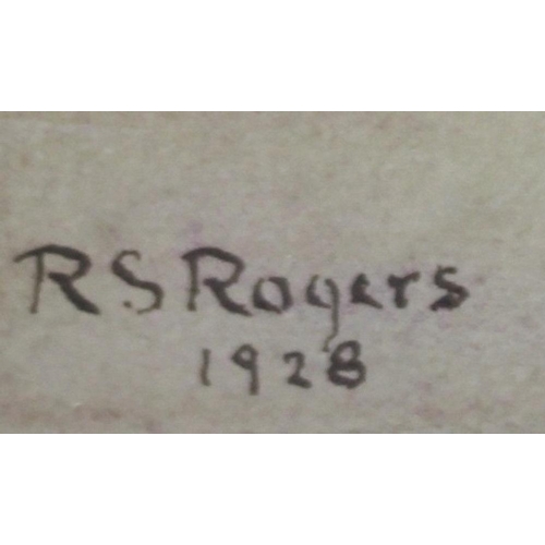 591 - R. S. Rogers (British,  20th century): The stone gateway to a French Cathedral, watercolour, signed ... 