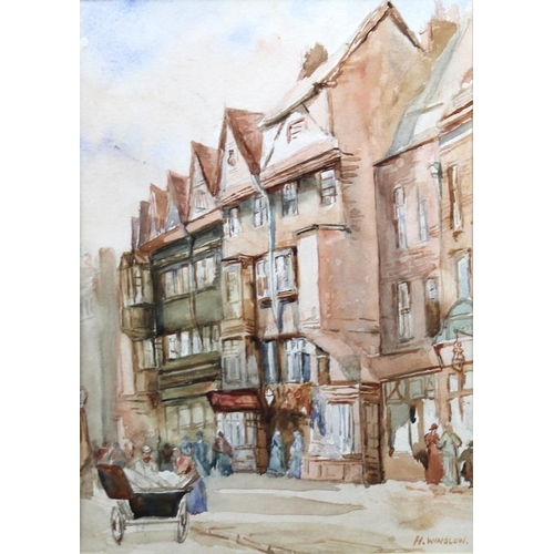 599 - Attributed to Winslow Homer (American, 1836-1910): Staple Inn, Holborn, watercolour, with another wa... 