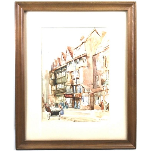 599 - Attributed to Winslow Homer (American, 1836-1910): Staple Inn, Holborn, watercolour, with another wa... 