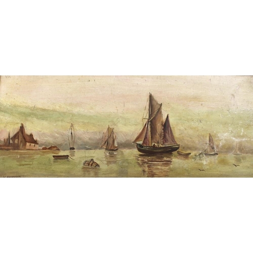 601 - W. Anderson (late 19th century): Dutch oil of sailing ships on the river, together with a 19th centu... 