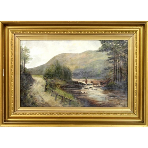 602 - H. Philips (British): a pair of oils on canvas depicting two rural Scottish scenes, both signed lowe... 