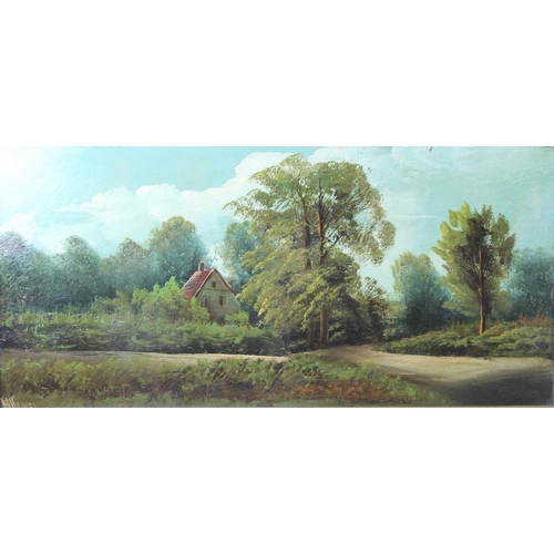 605 - W. Haines (19th century): a series of four landscapes based around a Fenland cottage, oil on board, ... 