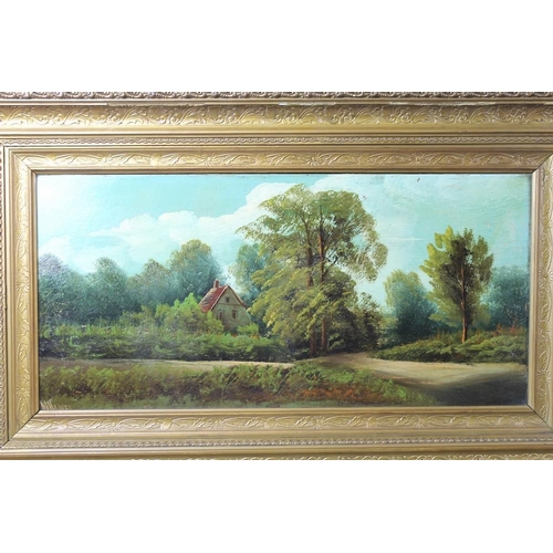 605 - W. Haines (19th century): a series of four landscapes based around a Fenland cottage, oil on board, ... 