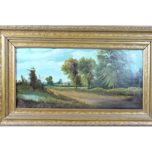 605 - W. Haines (19th century): a series of four landscapes based around a Fenland cottage, oil on board, ... 