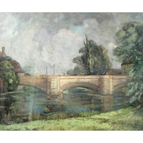 626 - John Donley RA (British, 1886-1959): 'The Bridge, Stamford', a view of the bridge from the Stamford ... 