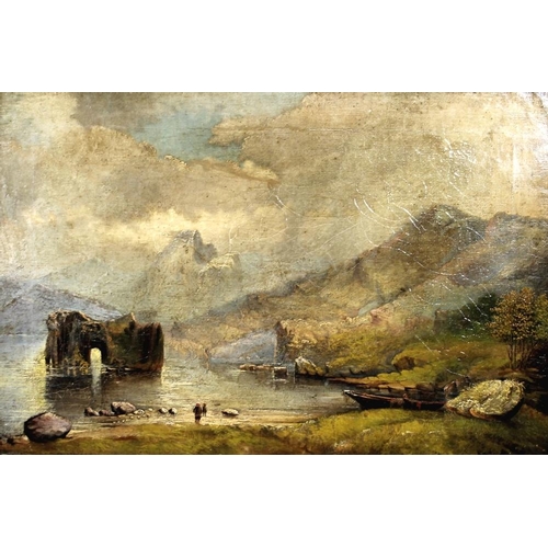 629 - Robert Hare (British, 19th century): A Scottish loch scene, oil on canvas, back inscribed 'Original ... 