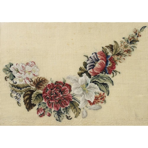 630 - A needlepoint panel, with legend verso, containing provenance from HMS Victory, 1805, stitched by La... 