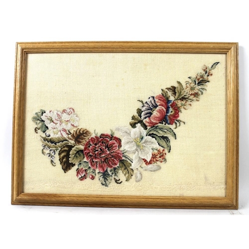 630 - A needlepoint panel, with legend verso, containing provenance from HMS Victory, 1805, stitched by La... 