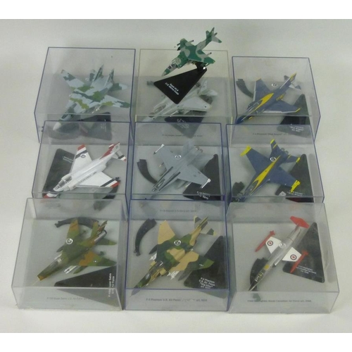 632 - A large collection of metal die cast models of fighter planes by Franklin Mint Armour Collection inc... 