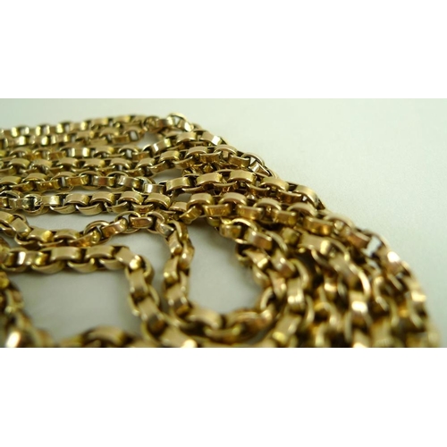 781 - A 10ct gold triple strand rolo link chain, 36.5g, 52cm, together with a 9ct gold and bloodstone swiv... 