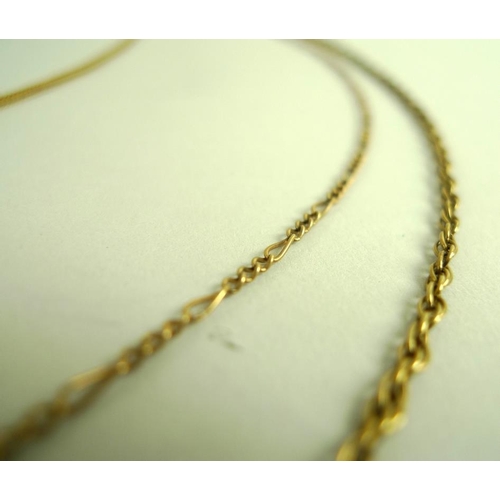 787 - An 18ct gold chain, 5g, together with two 9ct gold chains, 10.1g. (3)