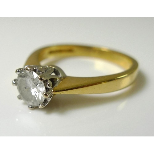 792 - An 18ct gold and solitaire diamond ring, of approximately 0.5ct rough cut, size L, 4.1g.