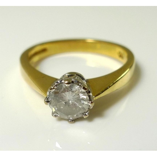 792 - An 18ct gold and solitaire diamond ring, of approximately 0.5ct rough cut, size L, 4.1g.