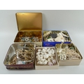 A large group of vintage and costume jewellery, including silver jewellery, earrings, brooches, neck... 