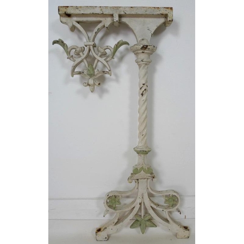 854 - A set of 19th century conservatory cast iron bench stands in the Gothic Revival taste, the table sup... 