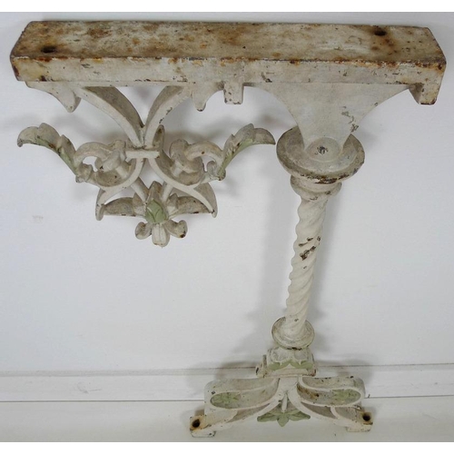 854 - A set of 19th century conservatory cast iron bench stands in the Gothic Revival taste, the table sup... 