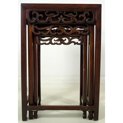 862 - A nest of three Chinese rosewood occasional tables, late 19th / early 20th century, each of rectangu... 