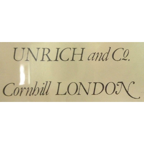 867 - An early 19th century mahogany drop dial wall clock, by Unrich and Co, Cornhill, London, white ename... 