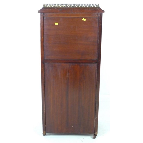 870 - A late Victorian purdonium, the rosewood body line and marquetry inlaid with foliage, upper half wit... 