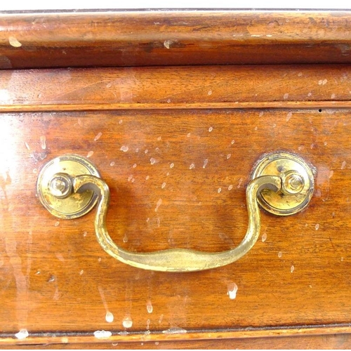 881 - A George III mahogany side table, with single drawer, cock beading and brass swan neck handles, rais... 