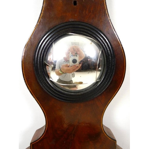 893 - A George III mahogany and line inlaid wheel barometer, silvered dial signed A. Montegani, Wisbeach, ... 