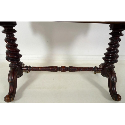 898 - An early 19th century mahogany hall table, with three quarter gallery, two frieze drawers with brass... 