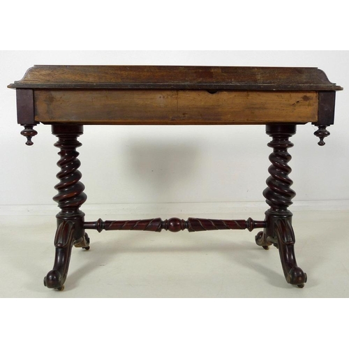 898 - An early 19th century mahogany hall table, with three quarter gallery, two frieze drawers with brass... 