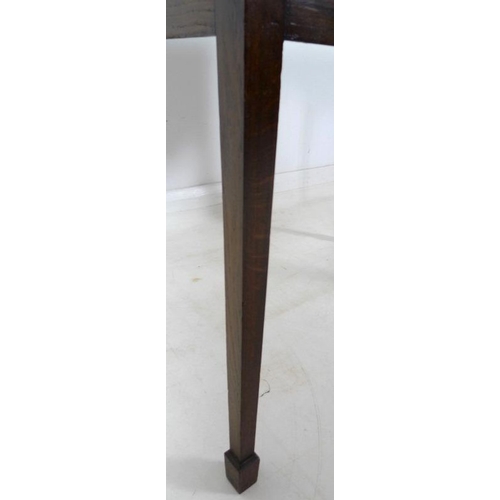 904 - A 19th century lowboy, moulded surface inlaid with feather banding, fitted with one dummy and two dr... 