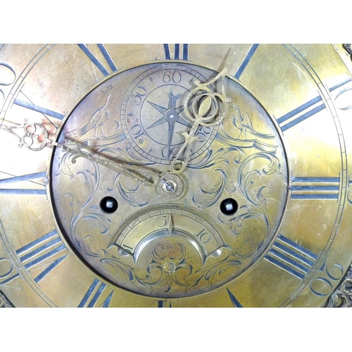 912 - A George III oak longcase clock, with engraved brass face, signed Michael Todd, Hull, painted moon r... 