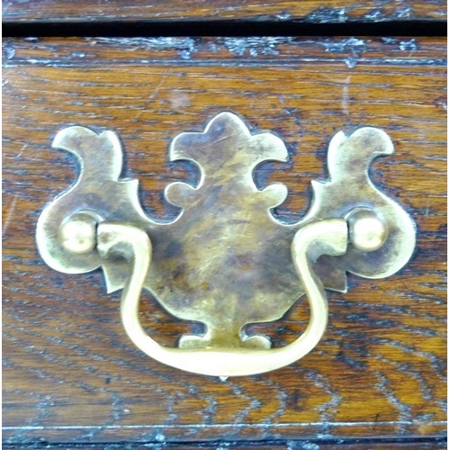 913 - A 19th century oak hall table, with two frieze drawers, brass plate swan neck handles, cock beading,... 