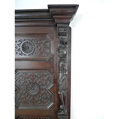 918 - An oak dresser base, parts 18th century and later, frieze carved 'Jacobvs Rex 1688', two wide and on... 