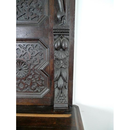 918 - An oak dresser base, parts 18th century and later, frieze carved 'Jacobvs Rex 1688', two wide and on... 