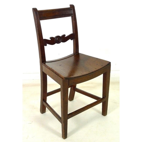 928 - A set of six Georgian mahogany dining chairs, with bar back top rails, rosette carved mid rails, lin... 