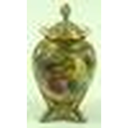 508 - A Royal Worcester porcelain pot pourri and cover of ovoid form, the pierced cover with rose finial, ... 